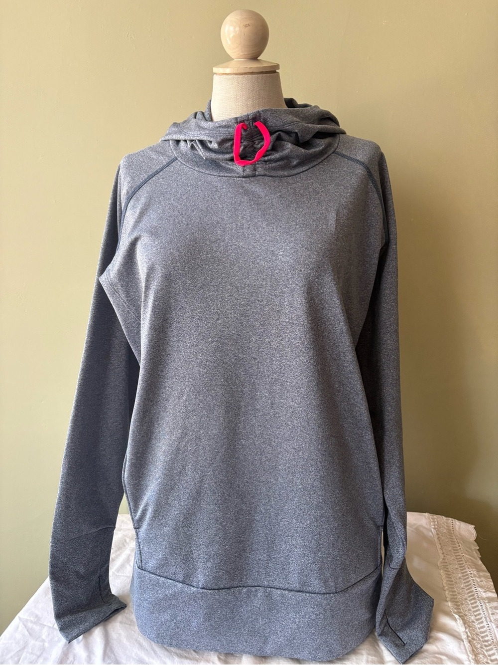 Columbia Gray Hoodie with Pink Drawcord size m